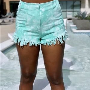 NEW Mint Tie-Dye Denim Shorts